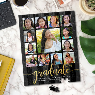 Puzzle Graduation d'or noir K-12 Collage photo Script