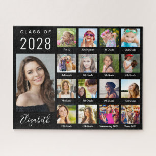 Puzzle Graduation moderne 17 Photo Collage Script noir