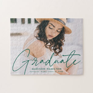 Puzzle Graduation photo de script vert moderne