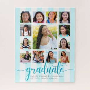 Puzzle Graduation Turquoise K-12 Collage photo Script