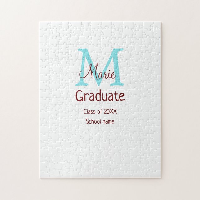 Puzzle Gradué ajouter nom monogramme vert rose simple min (Vertical)
