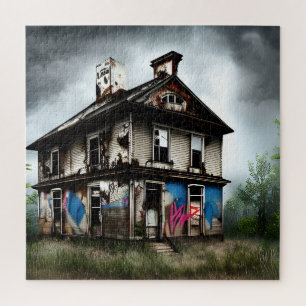 Puzzle Graffiti de peinture en aérosol abandonné dans la