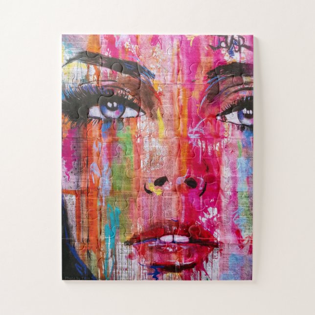 Puzzle Graffiti de visage de femme colorée (Vertical)