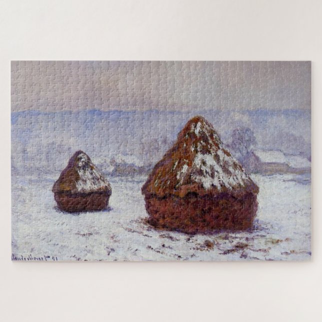 Puzzle Grainstack, White Frost Effect by Claude Monet (Horizontal)