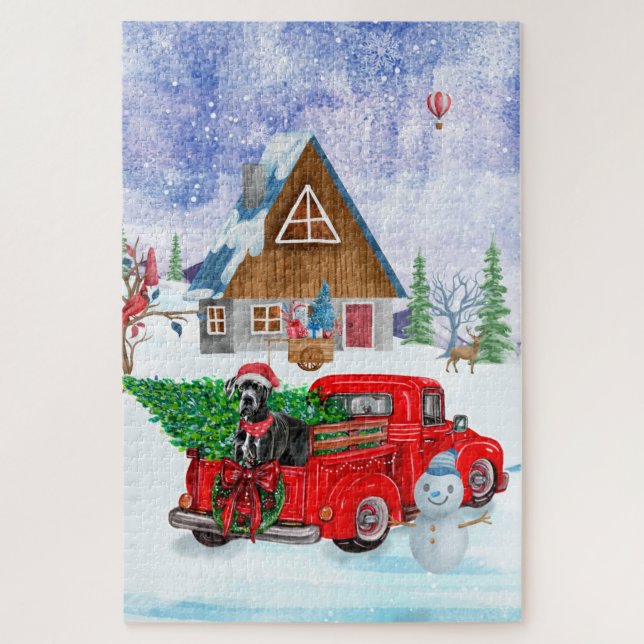 Puzzle Grand Danois Chien En Livraison De Noël Camion Nei (Vertical)