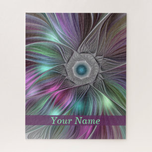 Puzzle Grand Fleur coloré Abstrait Trippy Nom fractal