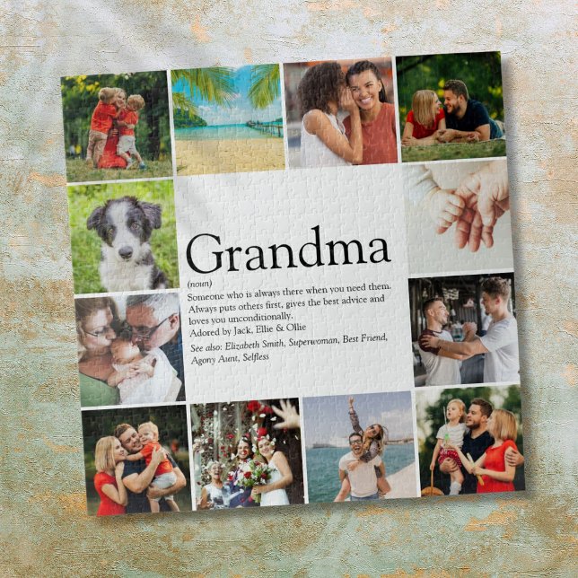 Puzzle Grand-mère, Grand-mère Définition 12 Photo Collage (Grandma, Grandmother Definition 12 Photo Collage Jigsaw Puzzle)