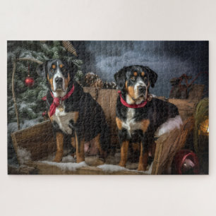 Puzzle Grand Montagne Suisse enneigé traîneau Noël 