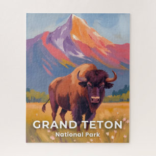 Puzzle Grand Teton National Park   Bison Travel Art