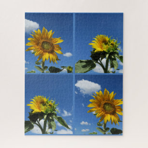 Puzzle grand tournesol brille jaune bleu ciel blanc petit