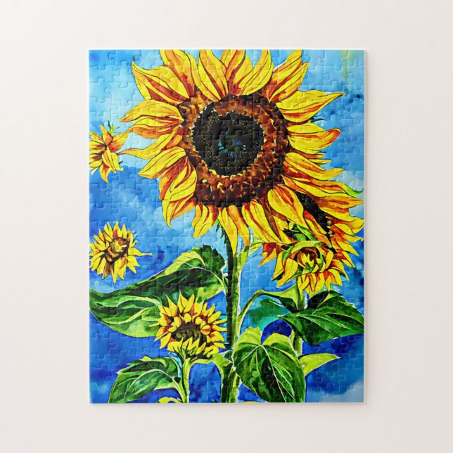 Puzzle Grand tournesols aquarelle nature (Vertical)