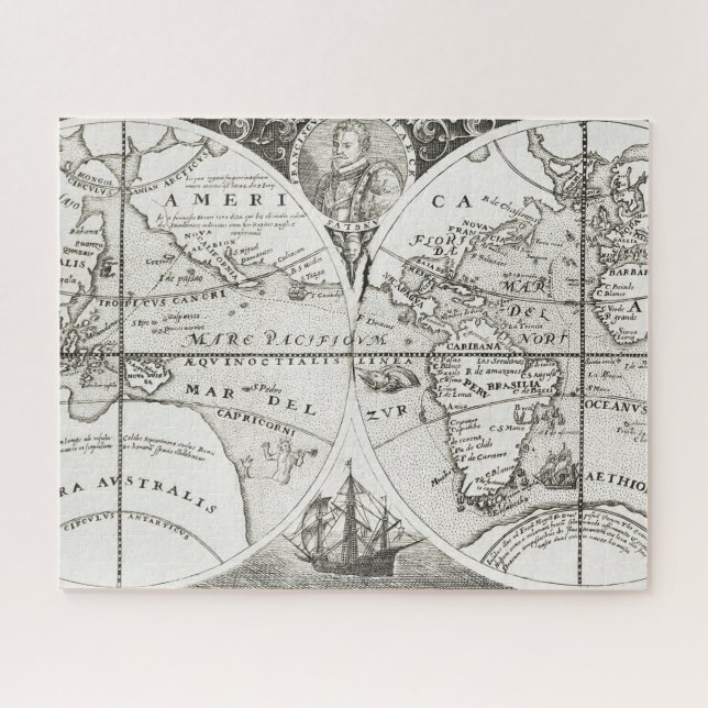 Puzzle Grand Voyages Vieux Antique Carte générale Monde (Horizontal)