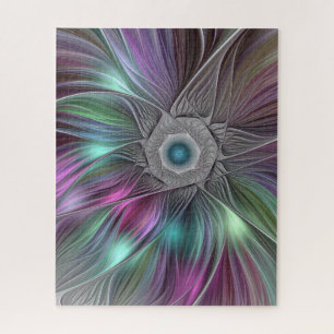 Puzzle Grande Fleur colorée Abstraite Trippy Fractal Art