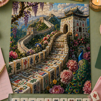 Puzzle Grande Muraille Tuile de Mahjong Scénique Paon Flo