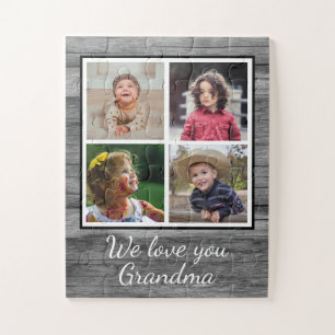 Puzzle Grandma de collection de photos Rustic Grey Wood 4