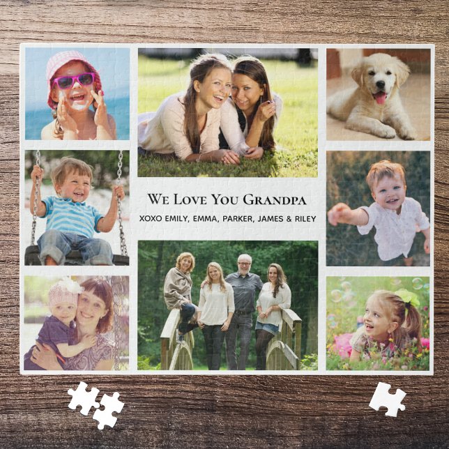 Puzzle Grandpa Love You Photo Collage Personnalisé (Créateur téléchargé)