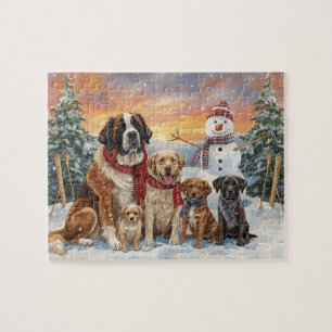 Puzzle Grands Chiens Petits Chiens Bonhomme de Neige d'Hi