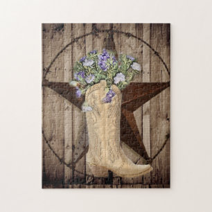 Puzzle grange rustique fleur sauvage de bois pays occiden