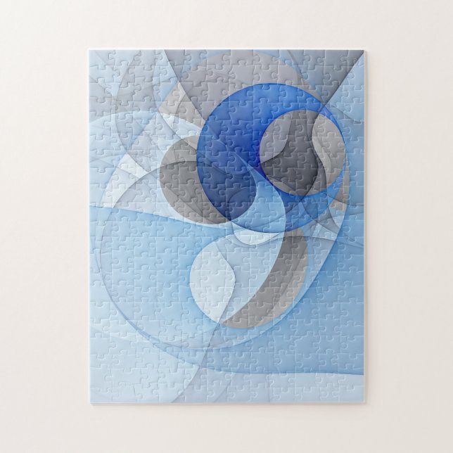 Puzzle Graphique d'art fractal gris bleu Abstrait moderne (Vertical)