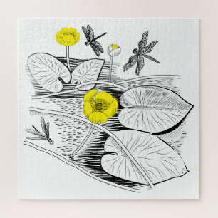 Puzzle Graphique de gravure jaune nénuphars