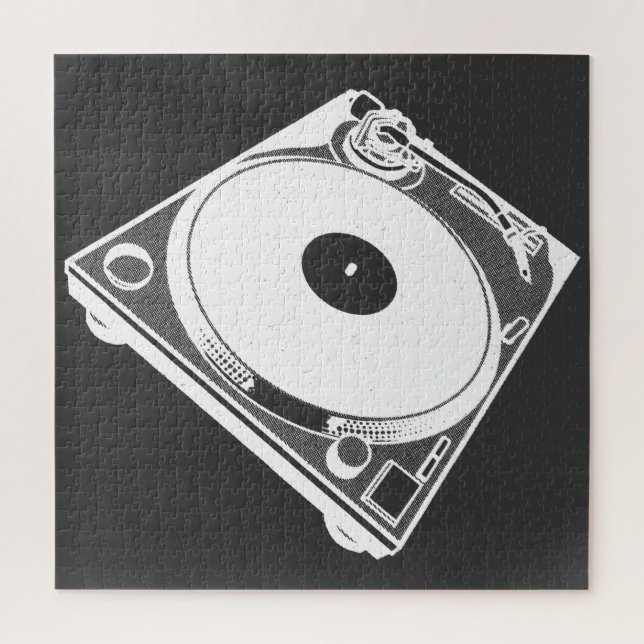 Puzzle Graphique de Tourne-disque rétro en blanc (Vertical)