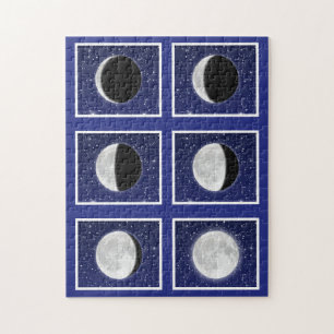 Puzzle Graphique des phases de la lune avec étoiles
