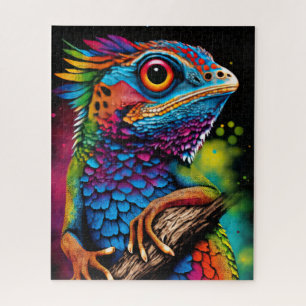 Puzzle Gras Coloré Arc-en-ciel Lizard Gecko Cute Animal A