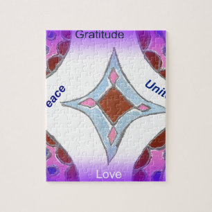 Puzzle "Gratitude Peace Love Unite" Mandala Art Imprimer