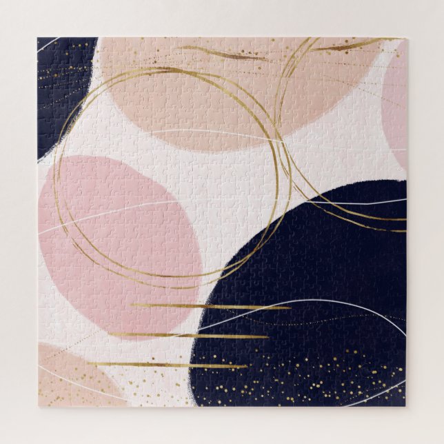 Puzzle Gravure et cercles d'or moderne Design rose minima (Vertical)