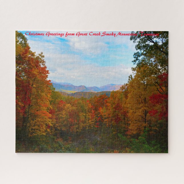 Puzzle Great Creek Smoky Mountains. voeux de Noël (Horizontal)