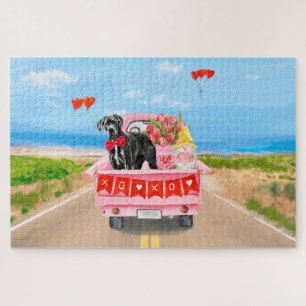 Puzzle Great Dane Chien Valentine's Day Truck