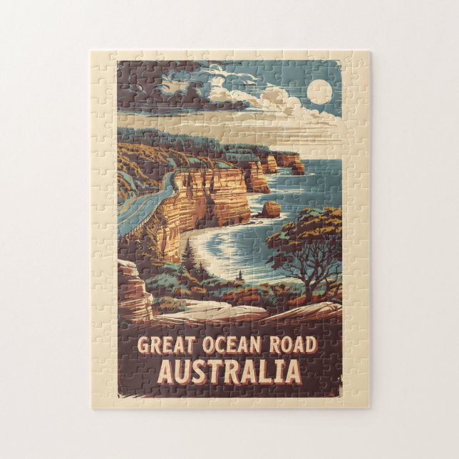 Puzzle Great Ocean Road Australie Illustration Art Voyage (Vertical)