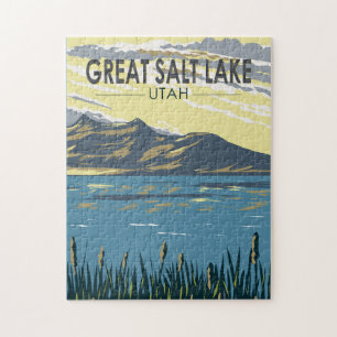 Puzzle Great Salt Lake Utah Travel Art Vintage