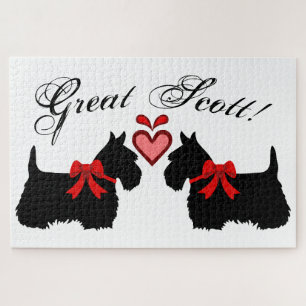 Puzzle "Great Scott !", Scottish Terrier chien/coeur roug