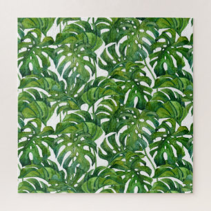 Puzzle Green Monstera Feuilles Tropical sans couture