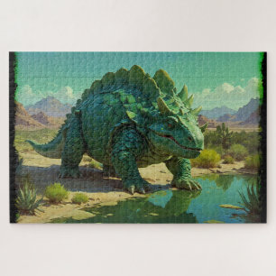 Puzzle Green Stegosaurus and Desert Pool