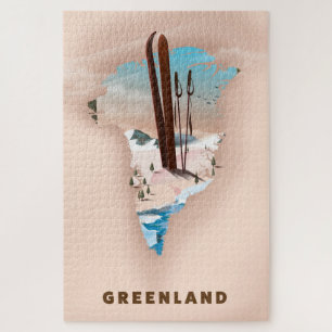 Puzzle Greenland Illustrated Map travel poster print.