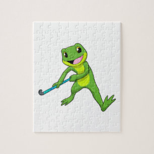 Puzzle Grenouille à Hockey avec chauve-souris de hockey