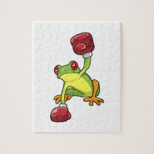 Puzzle Grenouille à la boîte avec gants de boxe