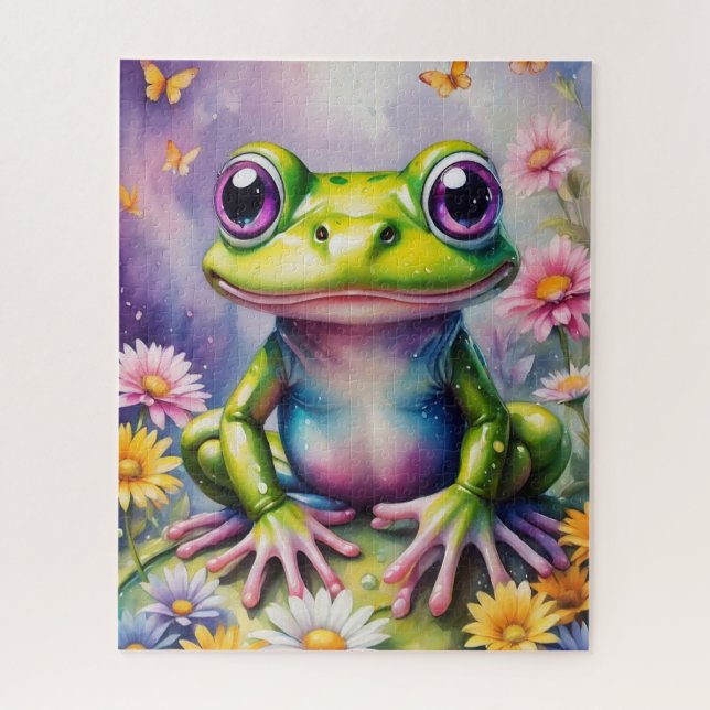 Puzzle Grenouille Avec Art numérique Fleur (Vertical)