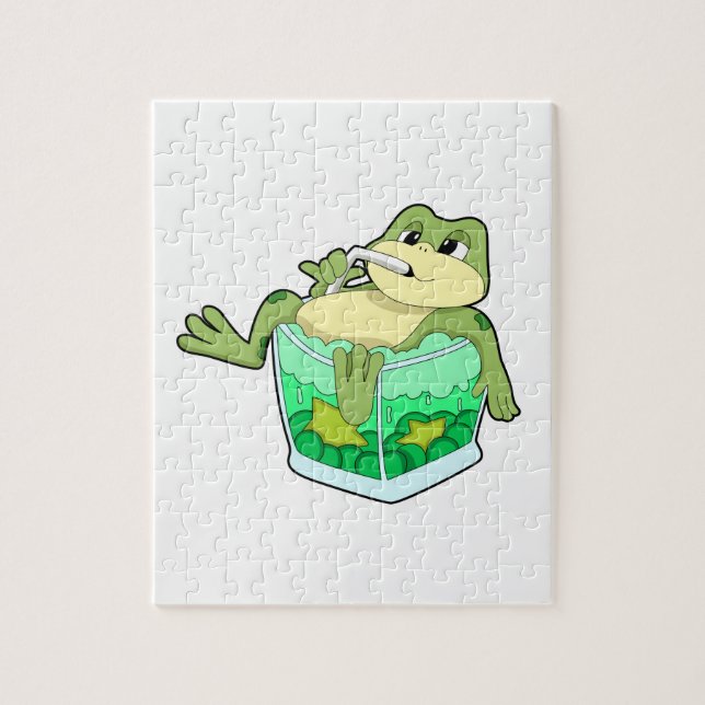 Puzzle Grenouille avec verre de jus (Vertical)