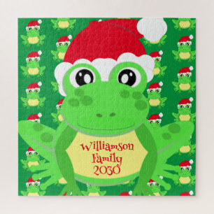 Puzzle Grenouille de Noël Santa Hat Motif Vert Nouveauté