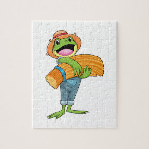 Puzzle Grenouille en tant que fermier avec paille