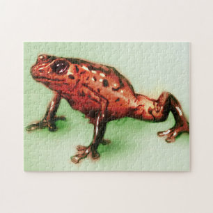 Puzzle Grenouille rouge, dessin d'animaux sauvages en ver