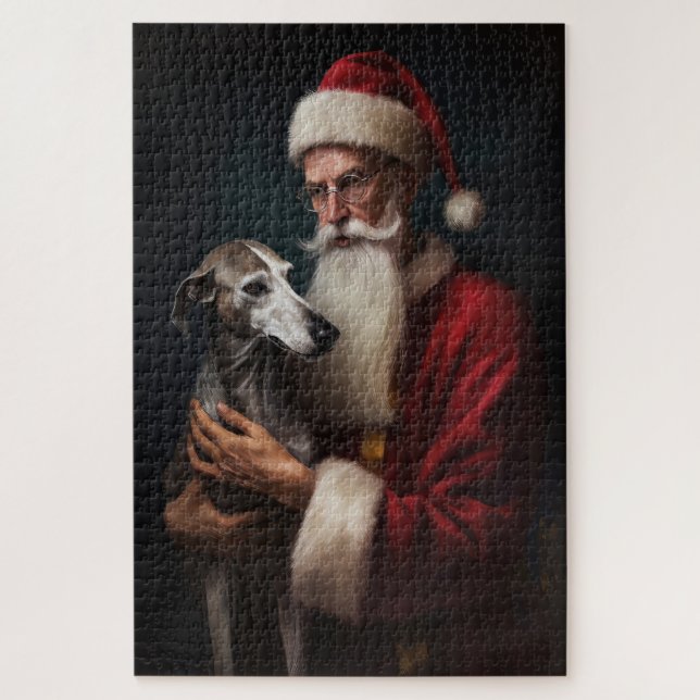 Puzzle Greyhound avec Noël Festif du Père Noël (Vertical)