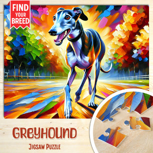 Puzzle Greyhound Dog Portrait Acrylique Art Imprimer Amou