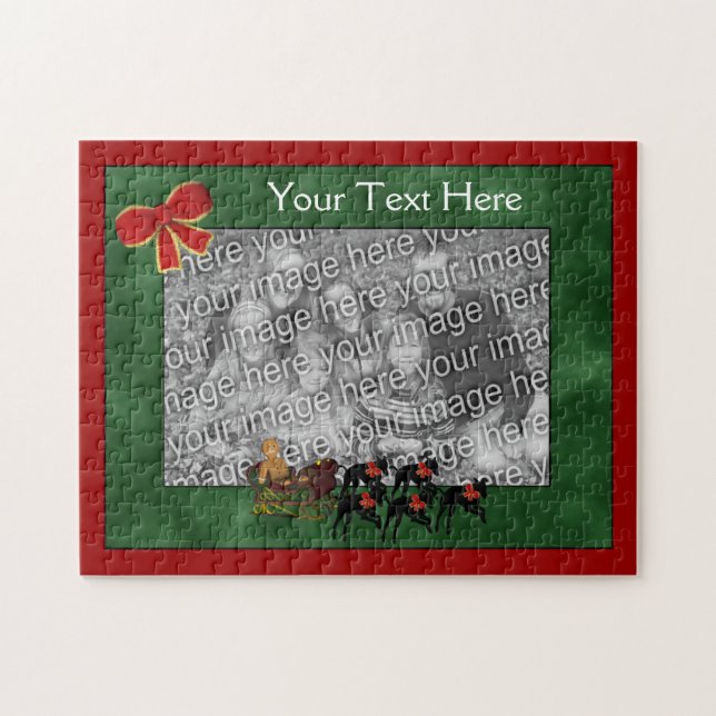 Puzzle Greyhound Sleigh Holiday Votre photo (Horizontal)