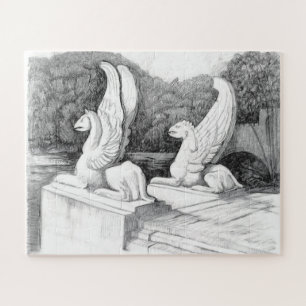 Puzzle Griffins sculpté crayon monochrome Art