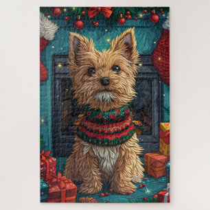 Puzzle Griffon à poil dur avec cadeaux de Noël