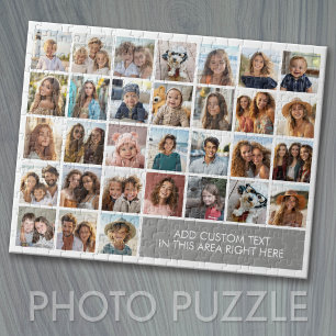 Puzzle Grille de collage photo 31 - Boîte de texte - gris